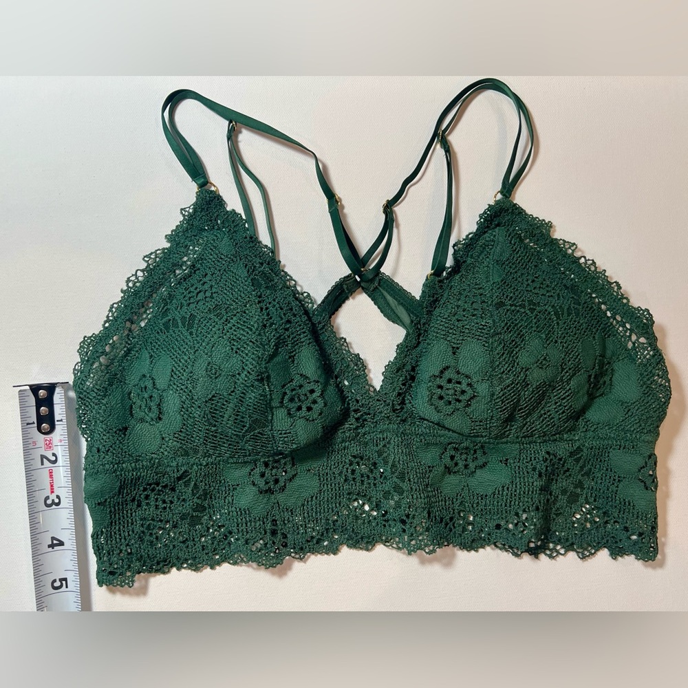 aerie Bralette Green Lace Padded Racerback - Picture 6 of 9